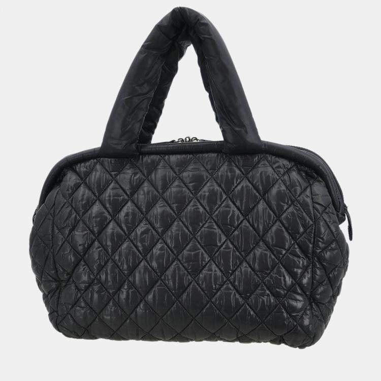 Pre Owned Chanel Black Nylon Coco Cocoon Bowling Bag Handbag