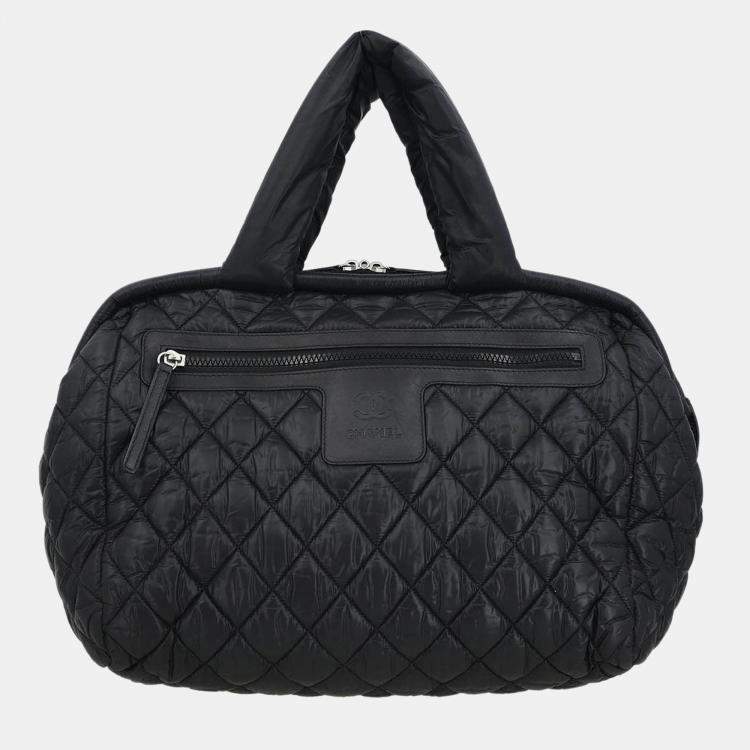 Pre Owned Chanel Black Nylon Coco Cocoon Bowling Bag Handbag