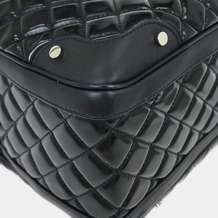 Pre Owned Chanel Black Patent Leather Duffle Handbag