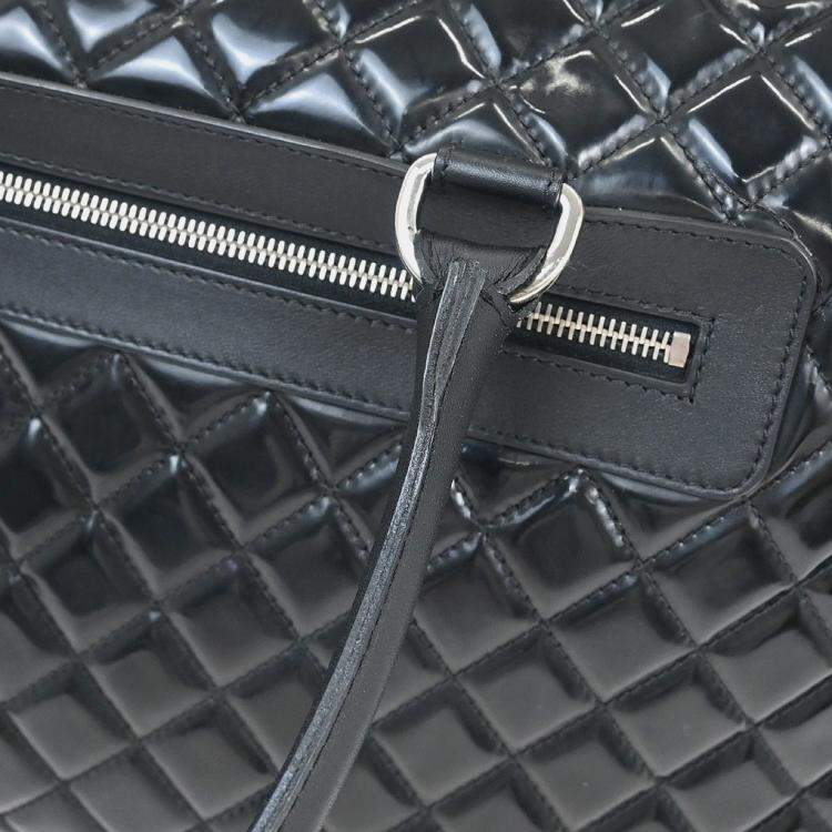 Pre Owned Chanel Black Patent Leather Duffle Handbag