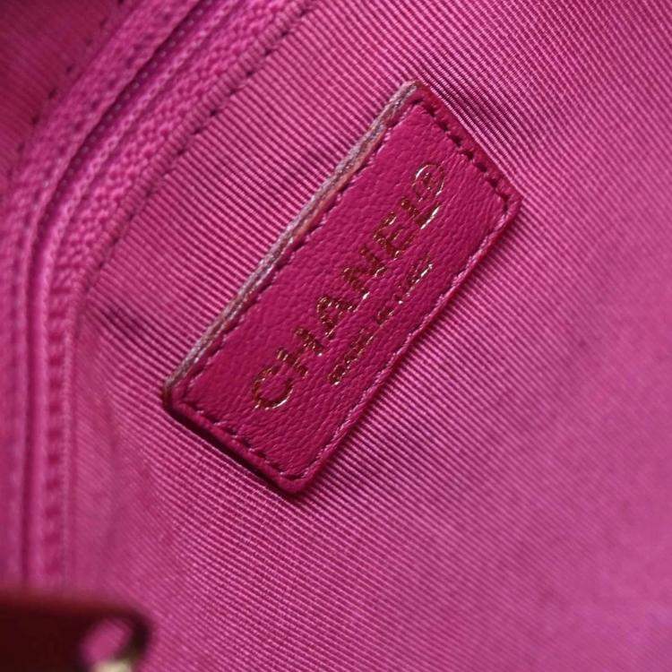 Pre Owned Chanel Pink Calfskin Bicolore Tote Handbag