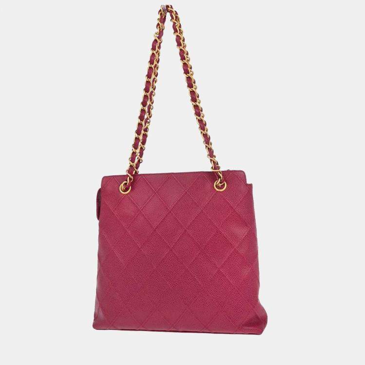 Pre Owned Chanel Pink Calfskin Bicolore Tote Handbag