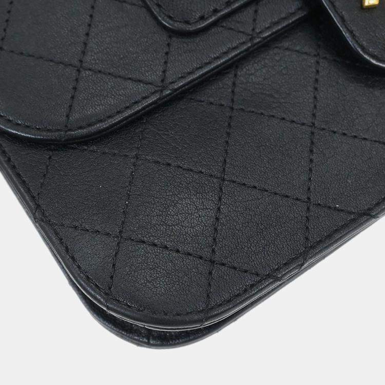 Pre Owned Chanel Black Calfskin Shoulder Bag