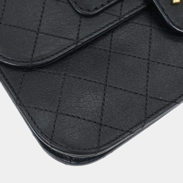 Pre Owned Chanel Black Calfskin Shoulder Bag