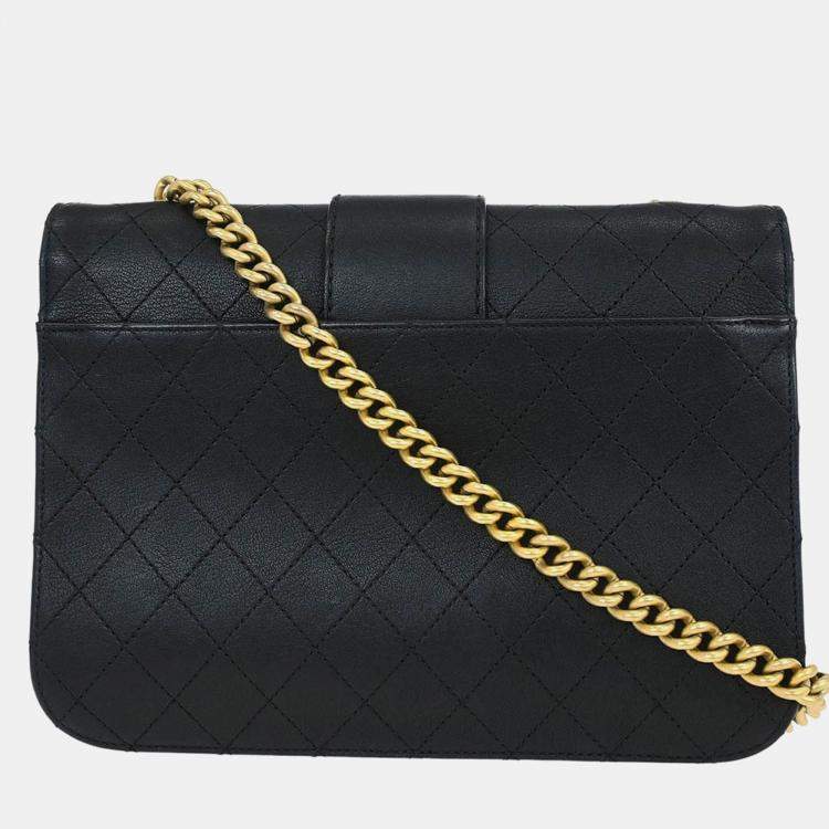 Pre Owned Chanel Black Calfskin Shoulder Bag