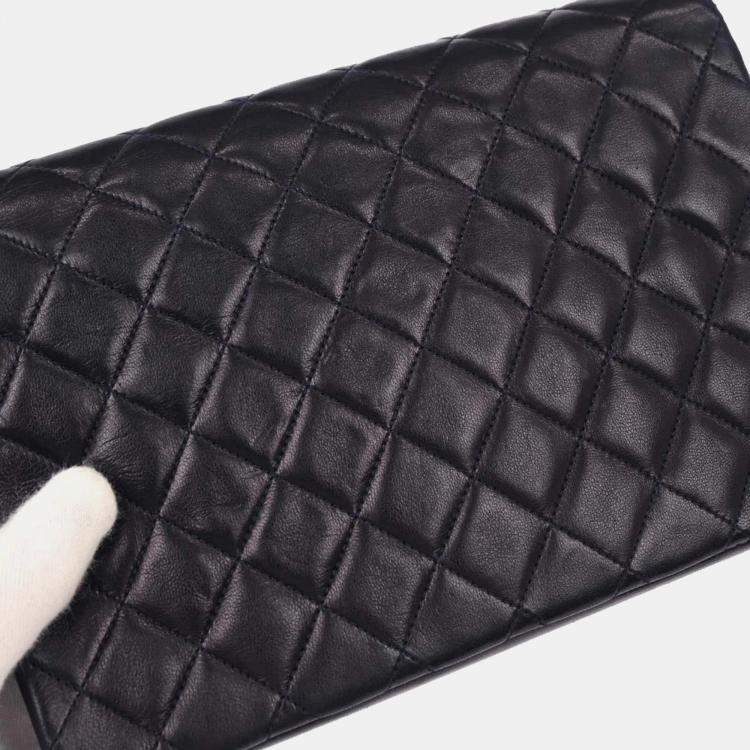 Pre Owned Chanel Navy Lambskin Shoulder Bag