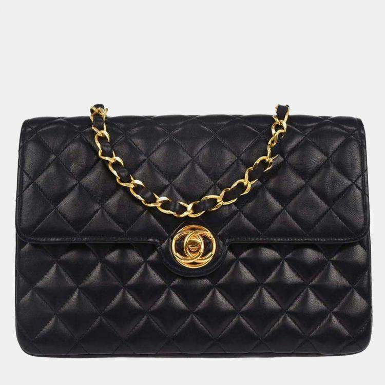 Pre Owned Chanel Navy Lambskin Shoulder Bag