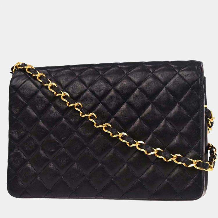 Pre Owned Chanel Navy Lambskin Shoulder Bag