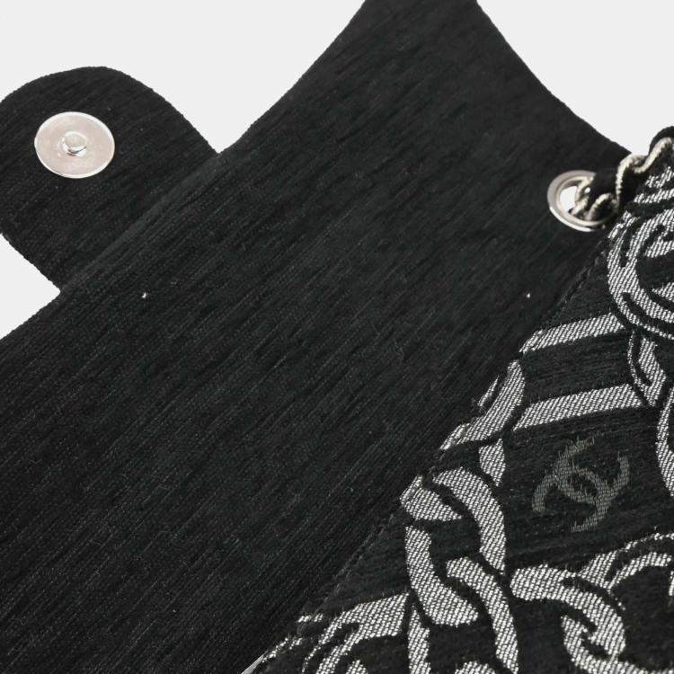 Pre Owned Chanel Black Canvas Chain Print Handbag