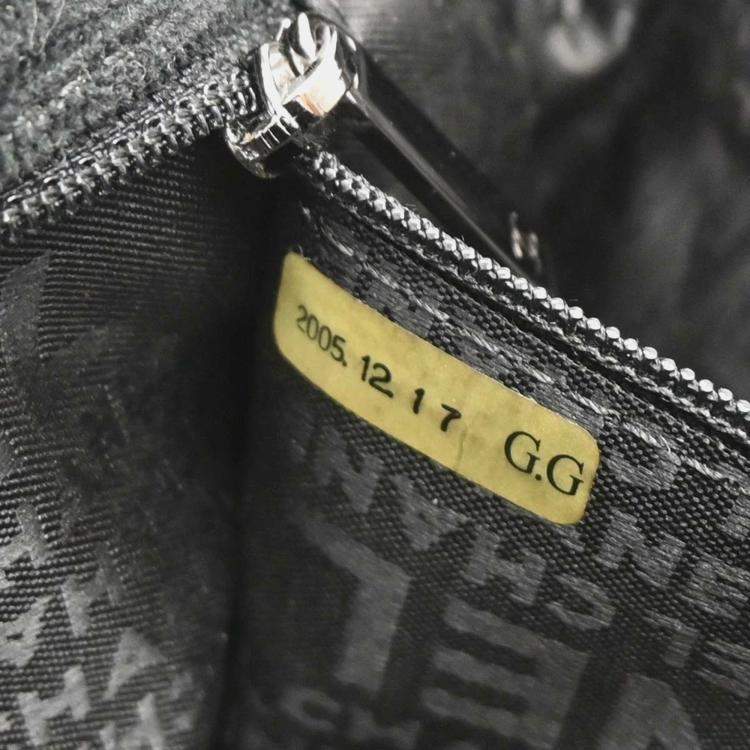 Pre Owned Chanel Black Canvas Chain Print Handbag