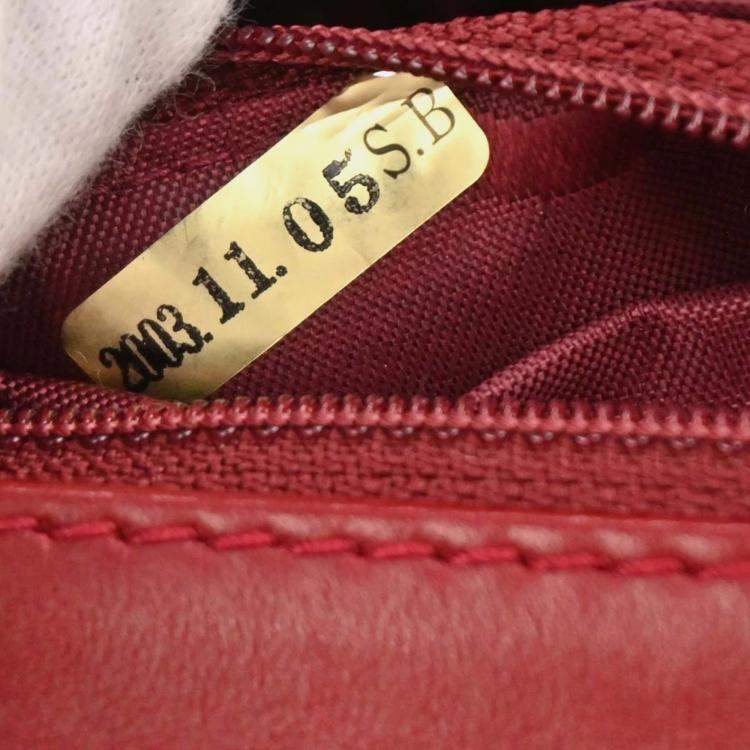 Pre Owned Chanel Red Calfskin Wild Stitch Mini Classic Square Flap Bag