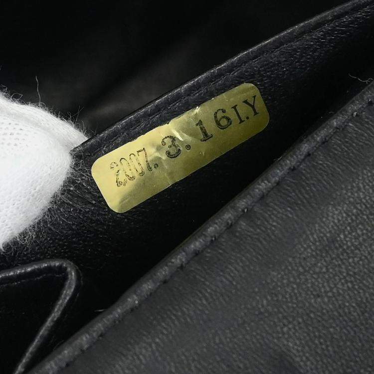 Pre Owned Chanel East West Black Perforated Lambskin Leather Shoulder Bag