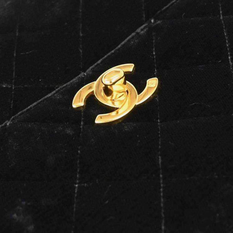 Pre Owned Chanel Black Velvet Handbag