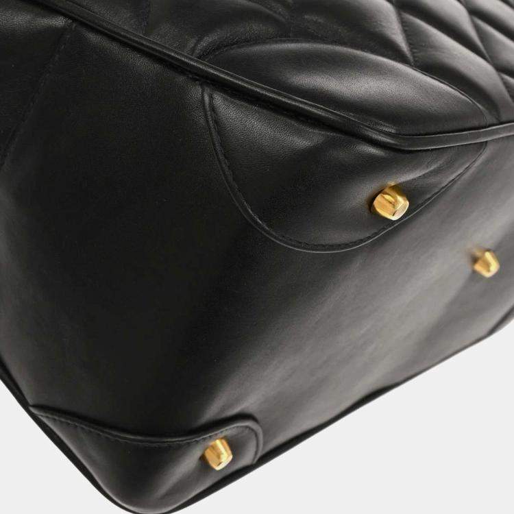 Pre Owned Chanel Paris Black Lambskin Leather Shoulder Bag