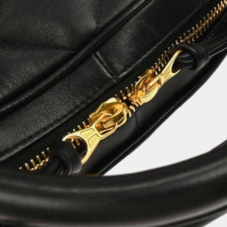 Pre Owned Chanel Paris Black Lambskin Leather Shoulder Bag