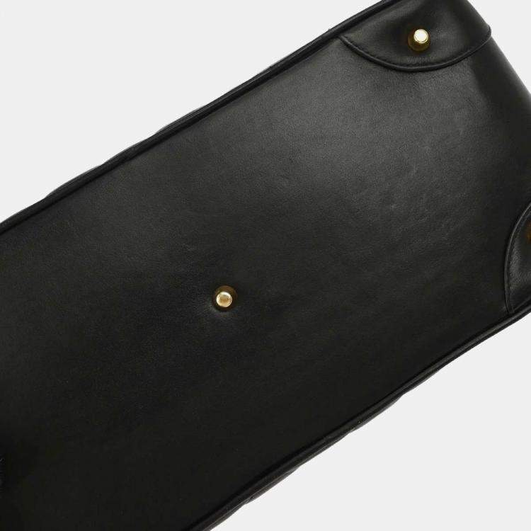 Pre Owned Chanel Paris Black Lambskin Leather Shoulder Bag