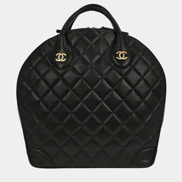 Pre Owned Chanel Paris Black Lambskin Leather Shoulder Bag