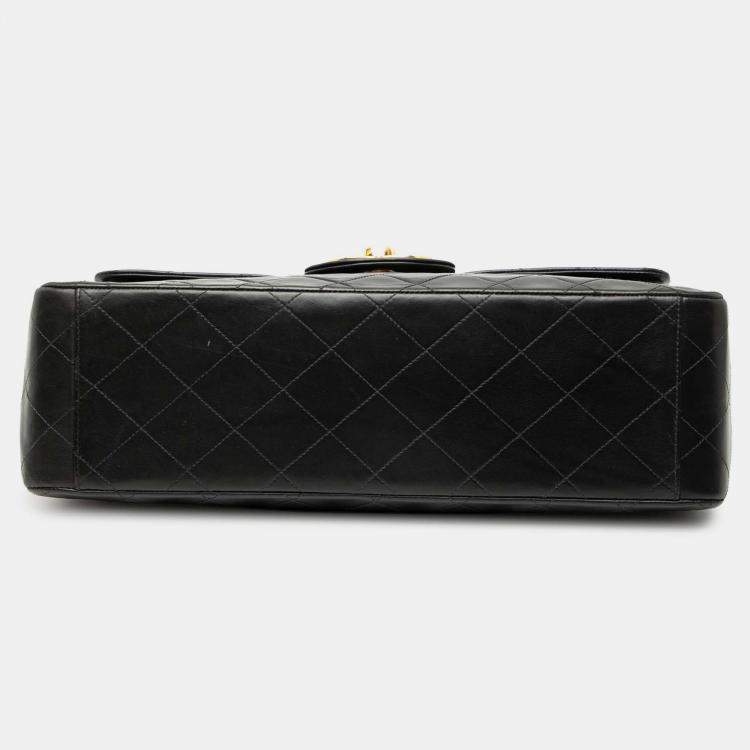 Pre Owned Chanel Black Maxi XL Classic Lambskin Single Flap