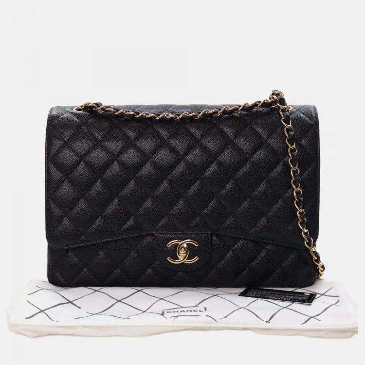 Pre Owned Chanel Black Maxi Classic Caviar Double Flap