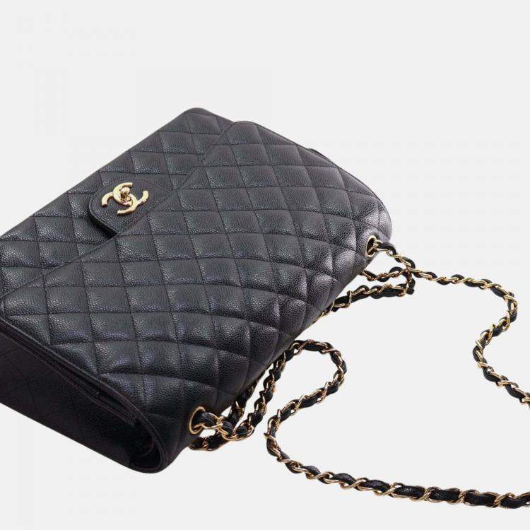 Pre Owned Chanel Black Maxi Classic Caviar Double Flap