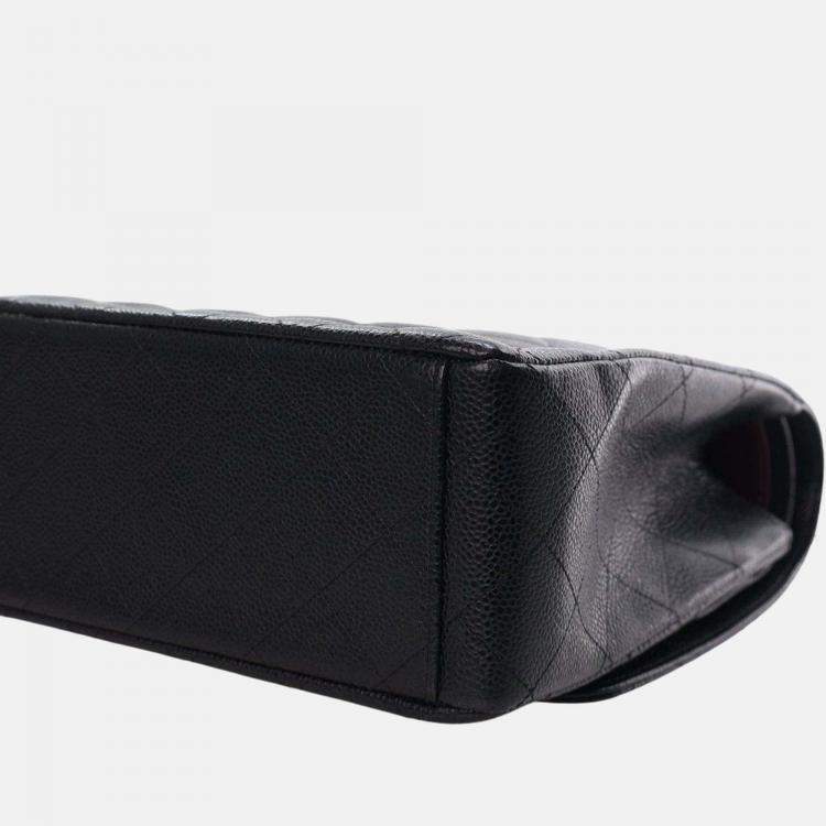 Pre Owned Chanel Black Maxi Classic Caviar Double Flap