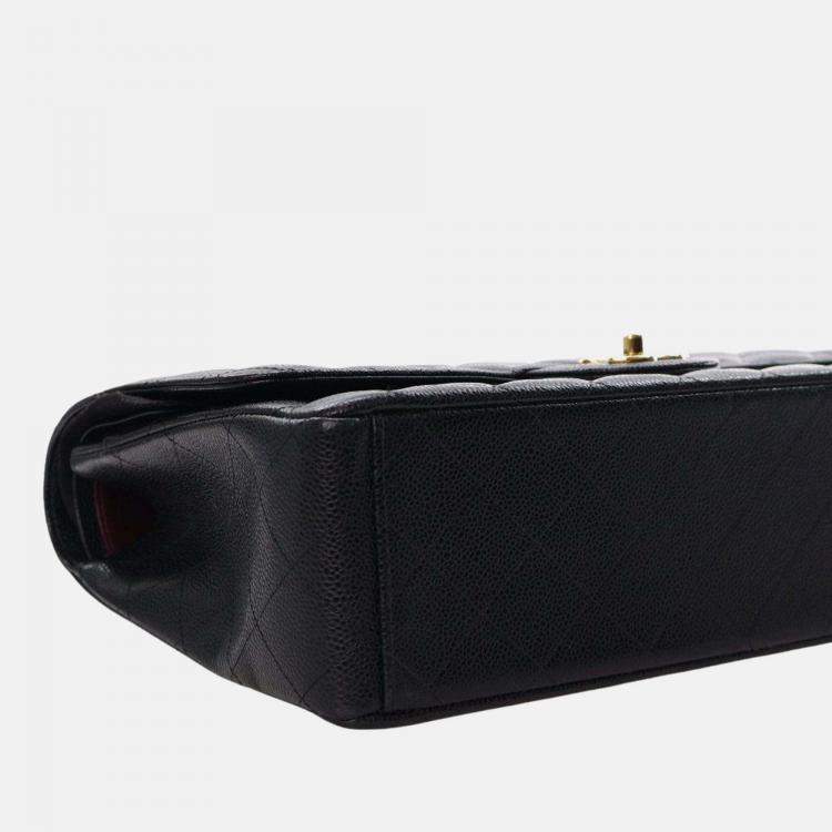 Pre Owned Chanel Black Maxi Classic Caviar Double Flap