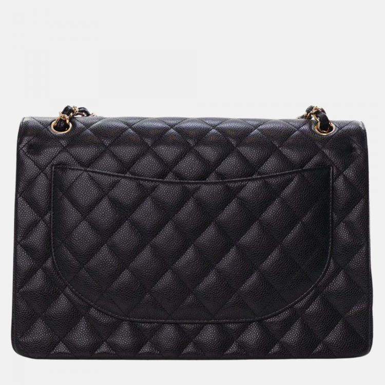 Pre Owned Chanel Black Maxi Classic Caviar Double Flap