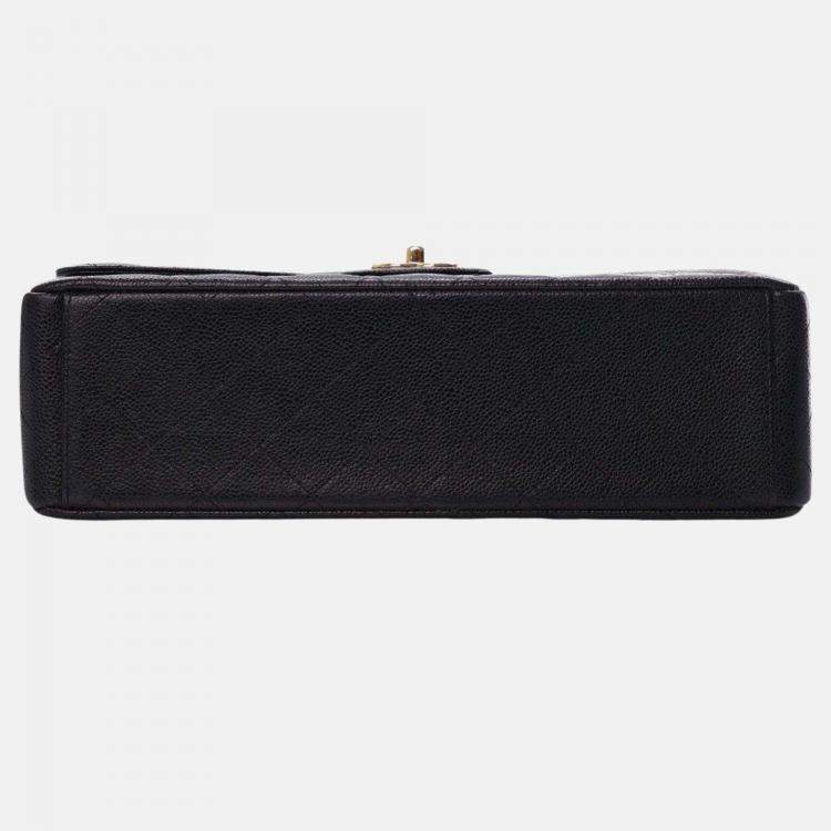Pre Owned Chanel Black Maxi Classic Caviar Double Flap