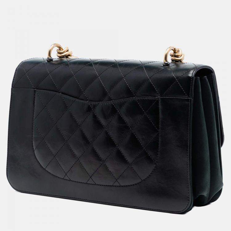 Pre Owned Chanel Black Paris Cosmopolite Aged Calfskin Straight Lined Flap