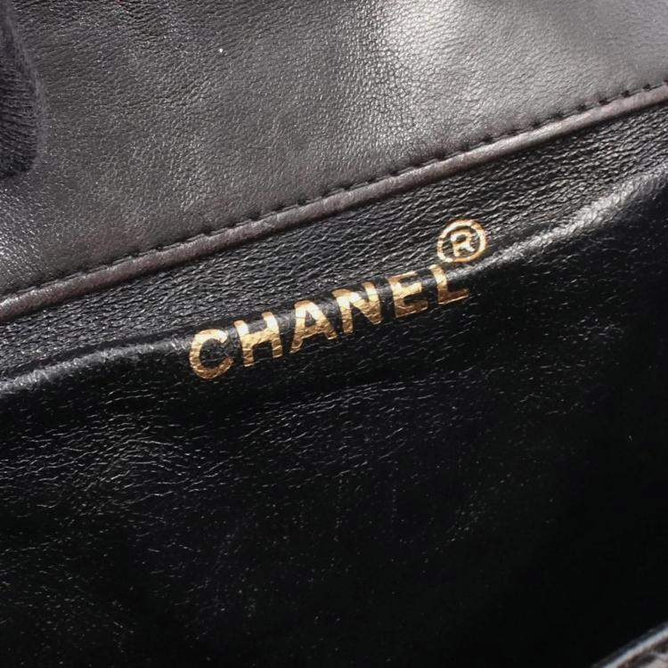 Pre Owned Chanel Matelasse Backpack Bag In Lambskin Leather Black
