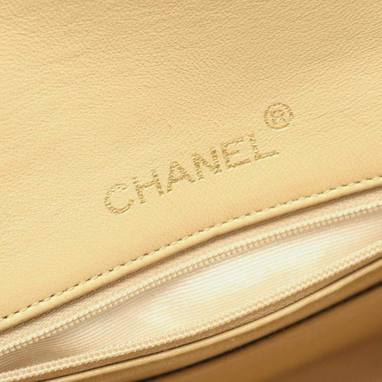 Pre Owned Chanel Mini Matelasse Shoulder Bag  Lambskin Leather  Beige