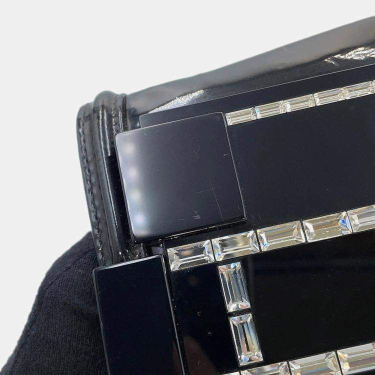 Pre Owned Chanel Chain Shoulder Bag  Lego Boy  Coco Mark  Patent Leather  Rhinestones  Black