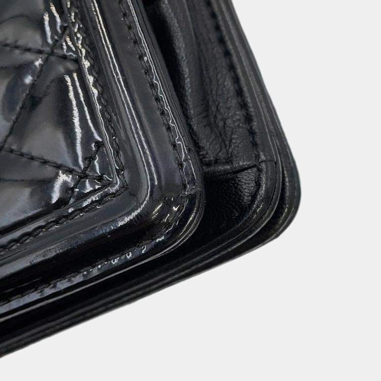 Pre Owned Chanel Chain Shoulder Bag  Lego Boy  Coco Mark  Patent Leather  Rhinestones  Black