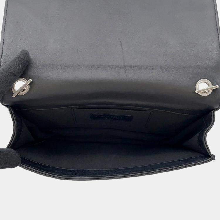 Pre Owned Chanel Chain Shoulder Bag  Lego Boy  Coco Mark  Patent Leather  Rhinestones  Black