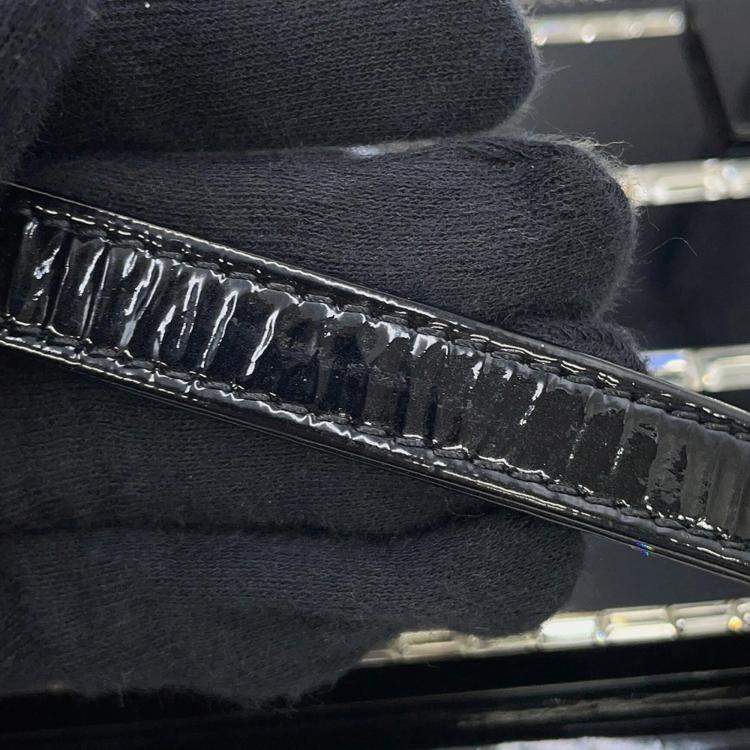 Pre Owned Chanel Chain Shoulder Bag  Lego Boy  Coco Mark  Patent Leather  Rhinestones  Black