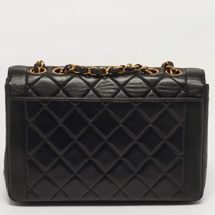 Pre Owned Chanel Classic Black Quilted Lambskin Leather Flap Bag