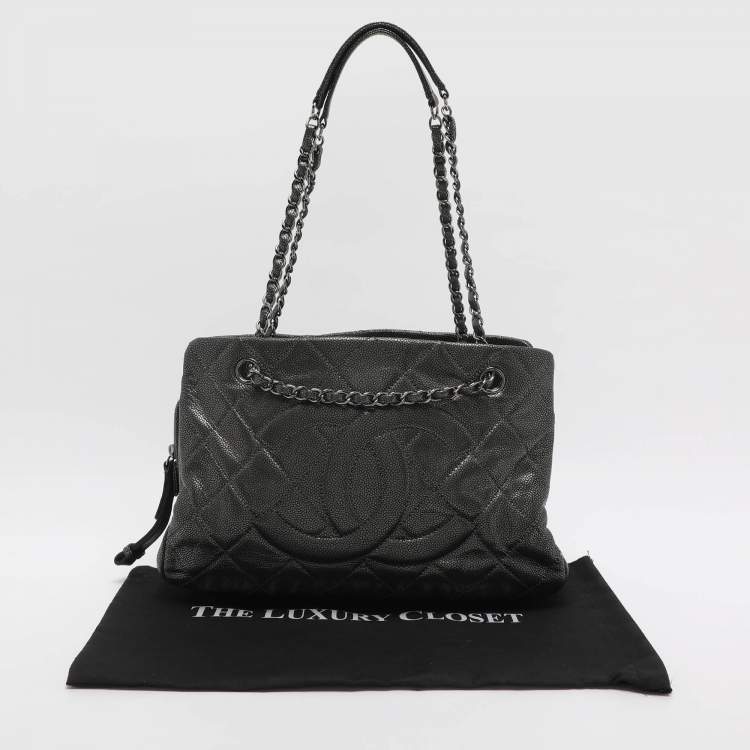 Pre Owned Chanel CC Timeless Grey Soft Caviar Leather Tote