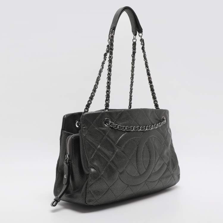 Pre Owned Chanel CC Timeless Grey Soft Caviar Leather Tote