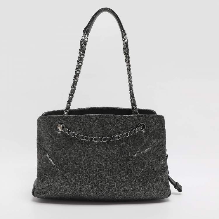 Pre Owned Chanel CC Timeless Grey Soft Caviar Leather Tote