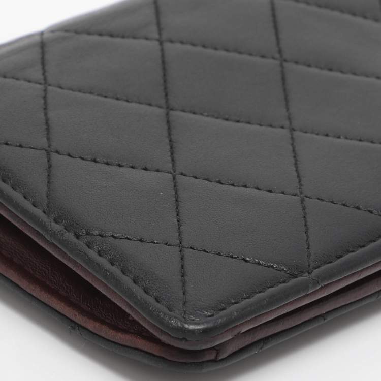 Pre Owned Chanel L Yen Black Quilted Leather Long Wallet