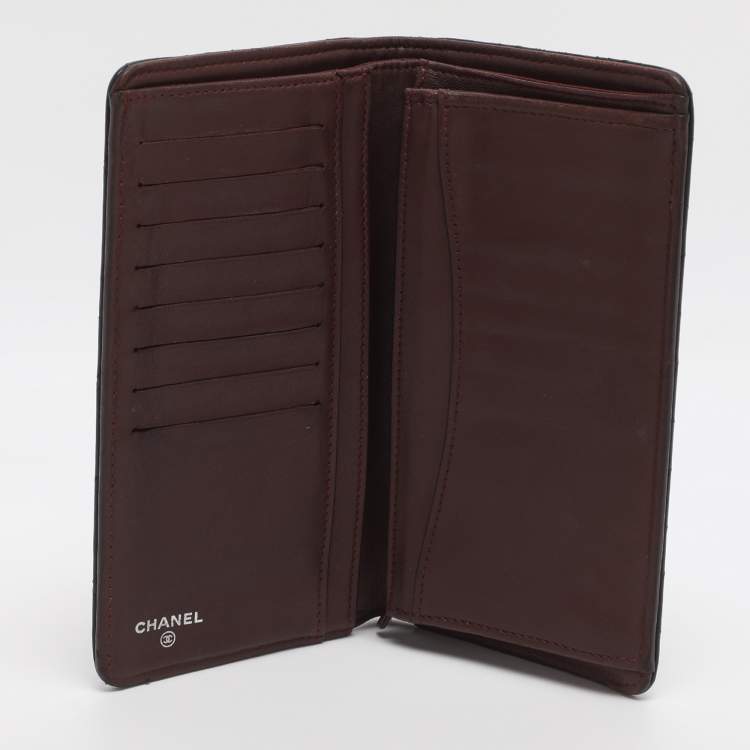 Pre Owned Chanel L Yen Black Quilted Leather Long Wallet