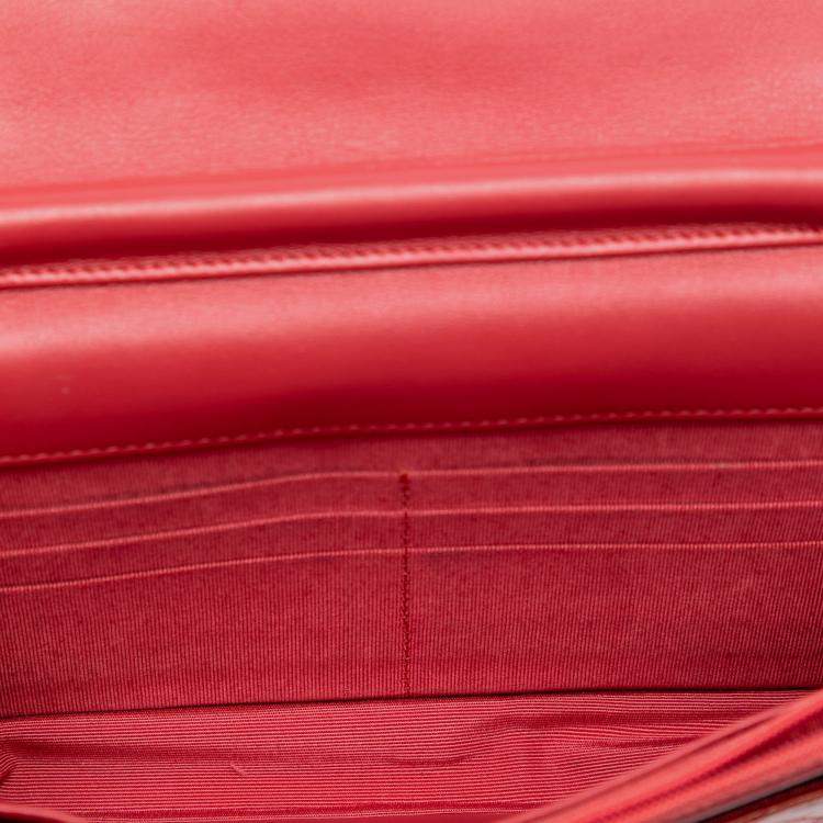 Pre Owned Chanel Orange CC Quilted Patent Wallet On Chain