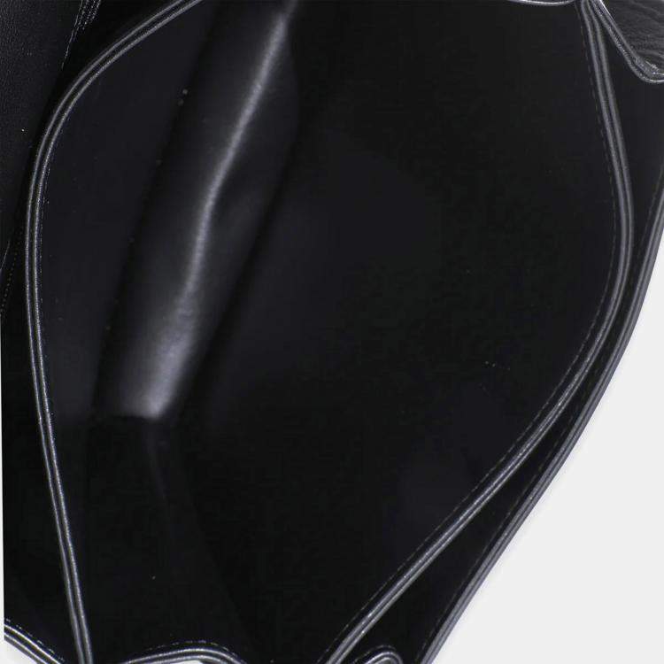 Pre Owned Chanel 23A Black Quilted Patent Accordion Pushlock Top Handle Flap Bag