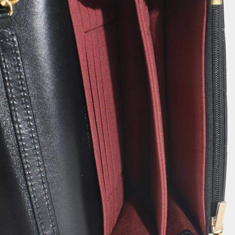 Pre Owned Chanel Black Quilted Lambskin CC Pearl Enamel Clutch On Chain