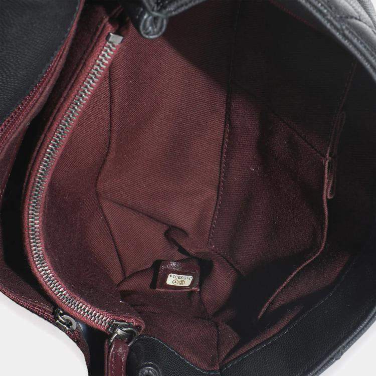 Pre Owned Chanel Black Quilted Caviar Medium Coco Top Handle Handbag