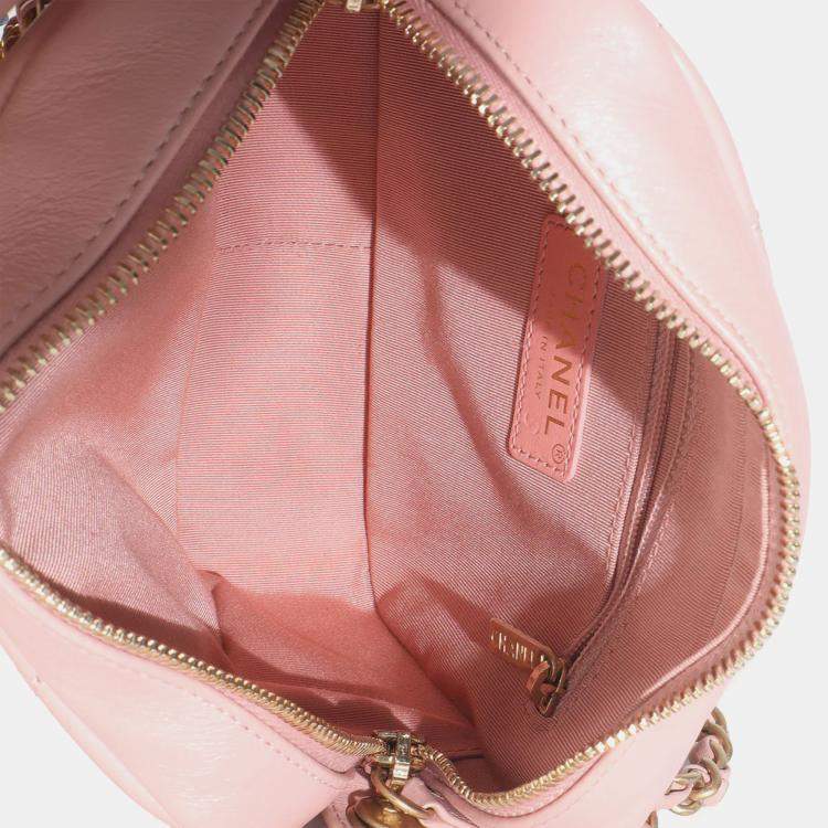 Pre Owned Chanel Light Pink Quilted Calfskin Small Enchained Camera Bag