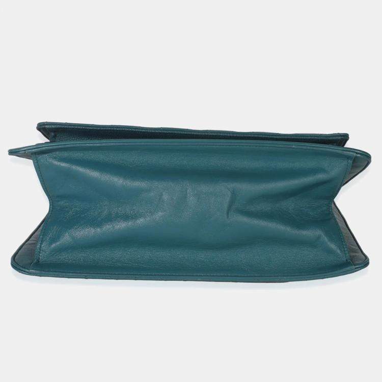 Pre Owned Chanel Teal Quilted Calfskin Large Business Affinity Shopping Bag