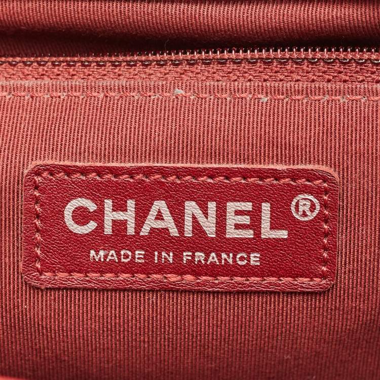 Pre Owned Chanel Boy Large Red Quilted Caviar Leather Flap Bag