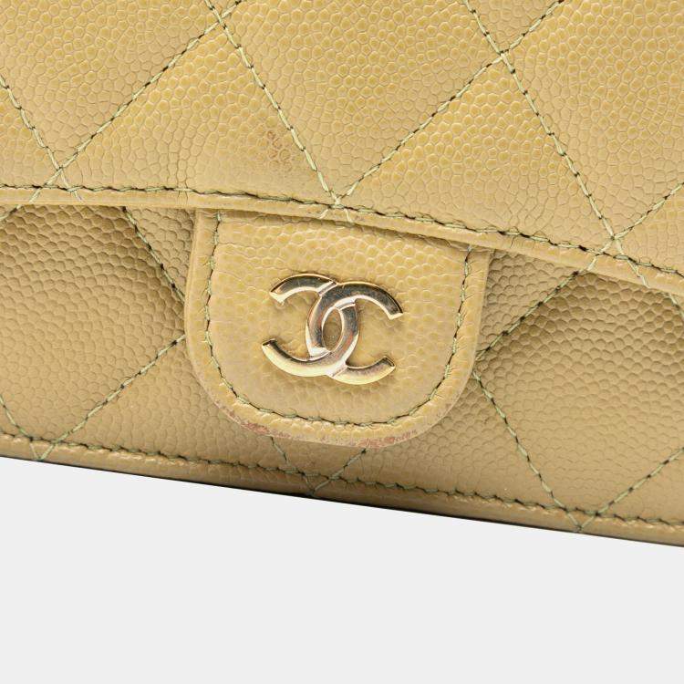 Pre Owned Chanel Green Classic Caviar Chain Belt Bag
