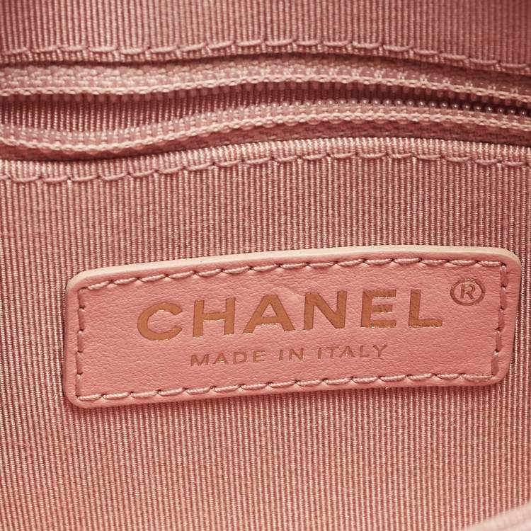 Pre Owned Chanel Logo Strap Pink Quilted Leather Belt Bag